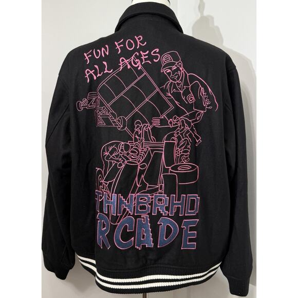 New 6TH NBRHD Neighborhood "DIGITAL" Arcade Cotton Wool Varsity Coat Jacket XL - Picture 5 of 6